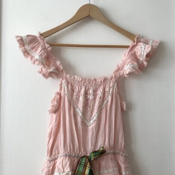 LoveShackFancy Cody Cinched Waist Linen Midi Dress - Picture 6 of 13